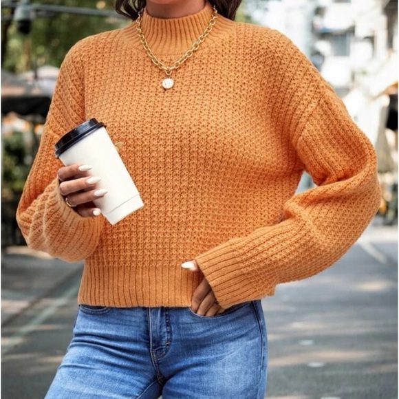New orange mock neck sweater - Picture 2 of 5